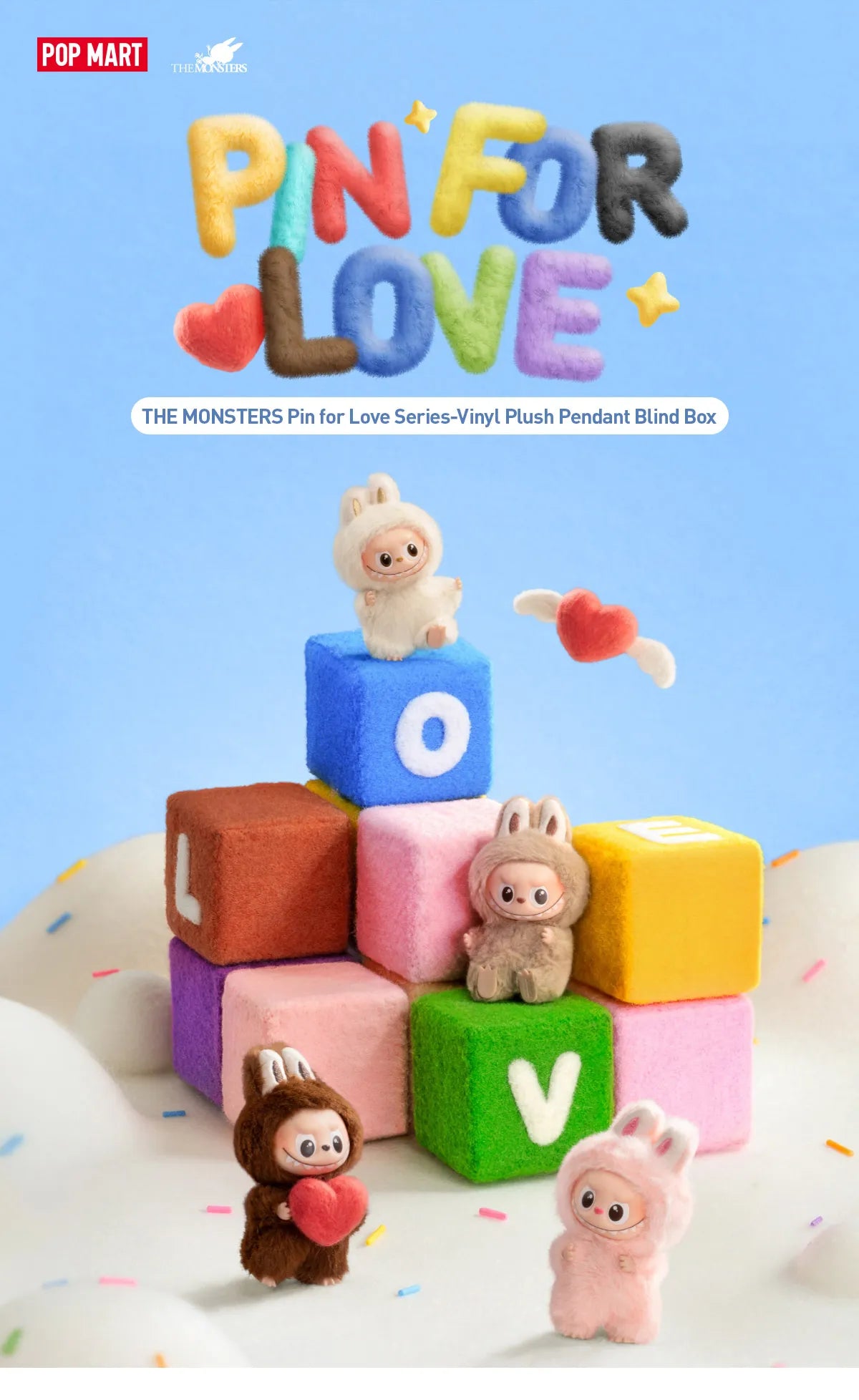 THE MONSTERS Pin for Love Series-Vinyl Plush Pendant Blind Box