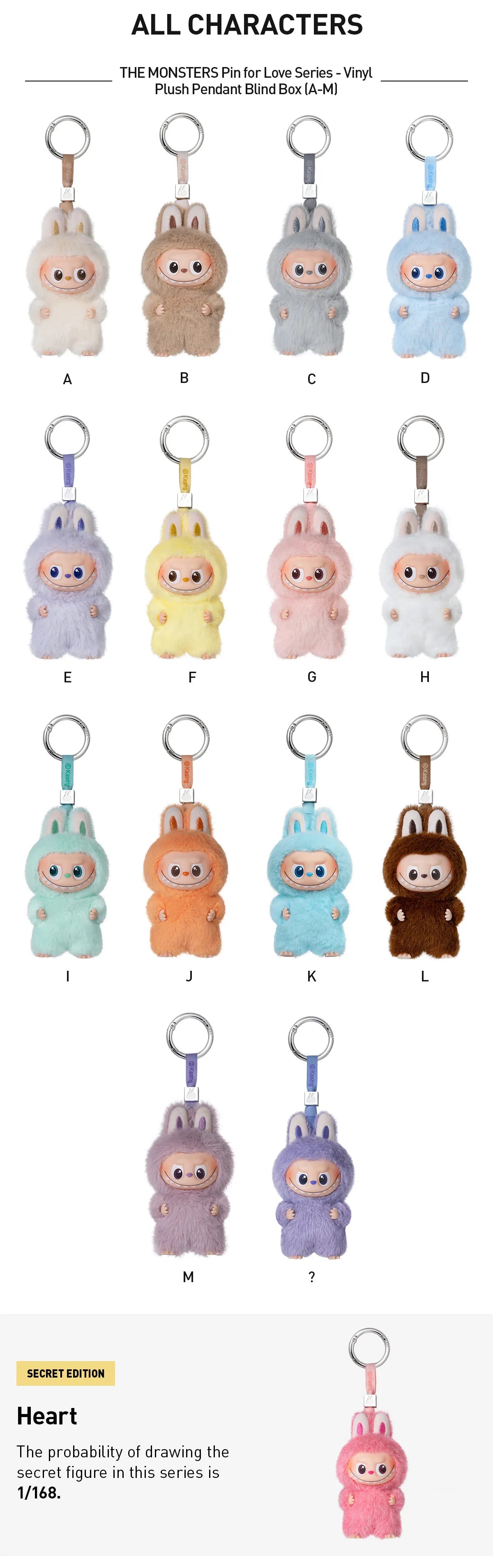THE MONSTERS Pin for Love Series-Vinyl Plush Pendant Blind Box