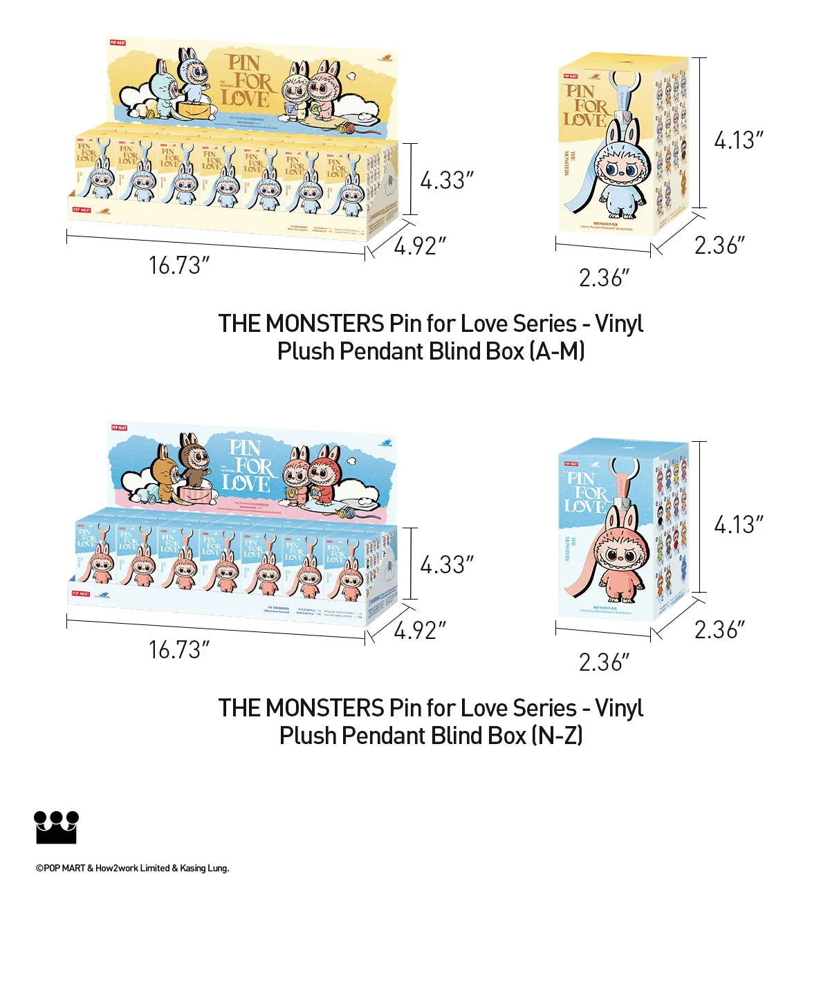 THE MONSTERS Pin for Love Series-Vinyl Plush Pendant Blind Box